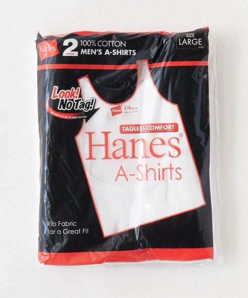 HANES（ヘインズ）の「Hanes/ヘインズ 2P Pack A-Shirt 2枚入りパック リブタンクトップ 2026年春夏（タンクトップ・メンズ・その他/ブラック/ヘザーグレー/ホワイト・S/M/L）」の6枚目の写真