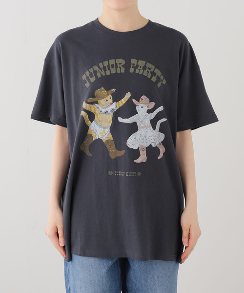 OPEN Yy（オープンワイワイ）の「【OPEN YY / オープンワイワイ】 Knitted PET CLUB KITTY PARTY TEE（Tシャツ/カットソー・レディース・ブルー系その他/ベージュ・MEDIUM/SMALL）」の3枚目の写真
