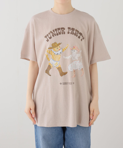 OPEN Yy（オープンワイワイ）の「【OPEN YY / オープンワイワイ】 Knitted PET CLUB KITTY PARTY TEE（Tシャツ/カットソー・レディース・ブルー系その他/ベージュ・MEDIUM/SMALL）」の9枚目の写真