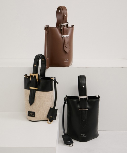 le cercle ADAM ET ROPE'(ルセルクルアダムエロペ)の「【George Cinq(ジョルジュサンク)】BELED BACKET BAG(S)/WEB限定(ショルダーバッグ・レディース・キャメル/ブラック系その他2/ブラック・FREE)」の6枚目の写真