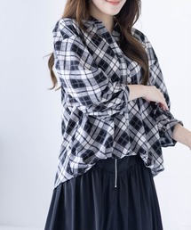 CLEAR BASIC | バックスピンドル裾タック七分袖ブラウス[オフィスカジュアル 着回し抜群 大人]≪新作≫(シャツ/ブラウス)