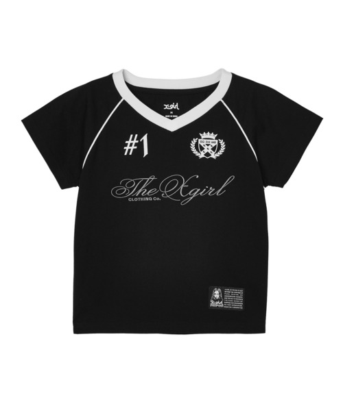 X-girl（エックスガール）の「THE X-GIRL UNIFORM S/S BABY TEE（Tシャツ/カットソー・レディース・ブラック/ホワイト/レッド・S/M）」の3枚目の写真