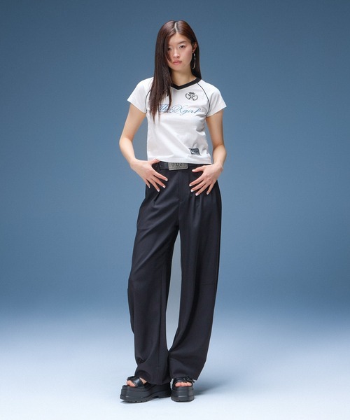 X-girl（エックスガール）の「THE X-GIRL UNIFORM S/S BABY TEE（Tシャツ/カットソー・レディース・ブラック/ホワイト/レッド・S/M）」の5枚目の写真
