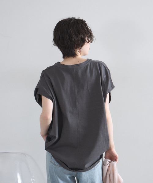 &. NOSTALGIA(アンドドットノスタルジア)の「キーネックオーバーサイズカットソー(Tシャツ/カットソー・レディース・ブラック/アイボリー/チャコールグレー・M)」の18枚目の写真