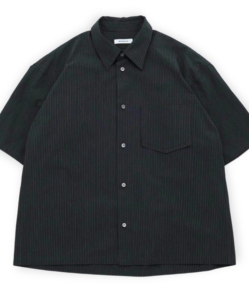 MATSUFUJI(マツフジ)の「【MATSUFUJI】 Striped Utility SS Shirt(シャツ/ブラウス・メンズ・ブラック/オフホワイト・3/4)」の5枚目の写真