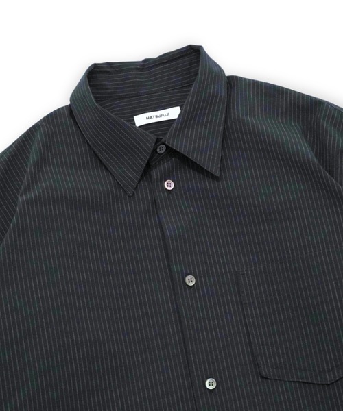 MATSUFUJI(マツフジ)の「【MATSUFUJI】 Striped Utility SS Shirt(シャツ/ブラウス・メンズ・ブラック/オフホワイト・3/4)」の7枚目の写真