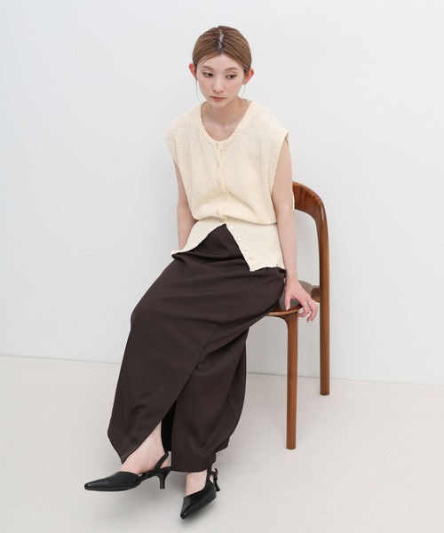 select MOCA(セレクトモカ)の「ウエストリブデザインノースリーブサマーニット(ニット/セーター・レディース・グレイッシュベージュ/ホワイト・FREE)」の13枚目の写真