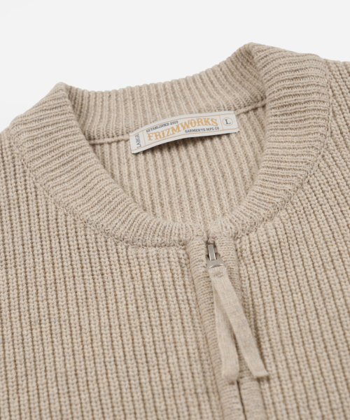 FRIZMWORKS(フリズムワークス)の「ULTRA HEAVYWEIGHT ZIP UP CARDIGAN _ OATMEAL(カーディガン/ボレロ・メンズ・その他・SMALL/MEDIUM/LARGE/X-LARGE)」の3枚目の写真