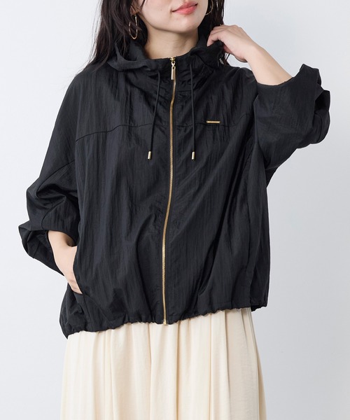 MICA&DEAL（マイカ＆ディール）の「シアーフーデットブルゾン（その他アウター・レディース・グレイッシュベージュ/ブラック/オフホワイト・FREE）」の3枚目の写真