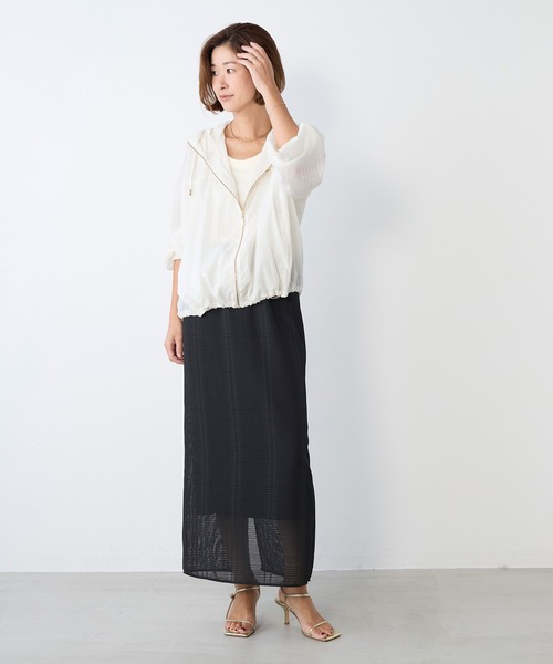 MICA&DEAL（マイカ＆ディール）の「シアーフーデットブルゾン（その他アウター・レディース・グレイッシュベージュ/ブラック/オフホワイト・FREE）」の8枚目の写真