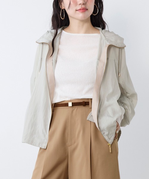 MICA&DEAL（マイカ＆ディール）の「シアーフーデットブルゾン（その他アウター・レディース・グレイッシュベージュ/ブラック/オフホワイト・FREE）」の14枚目の写真