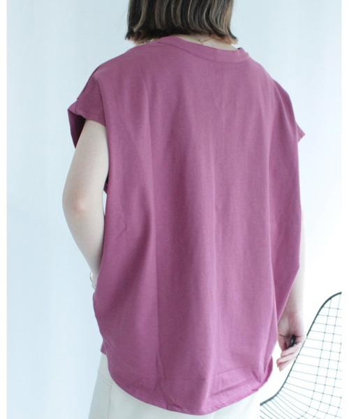 amini(アミニ)の「キーネックフレンチスリーブカットソー(Tシャツ/カットソー・レディース・アイボリー/ブラック/チャコールグレー/ピンク・MEDIUM)」の10枚目の写真