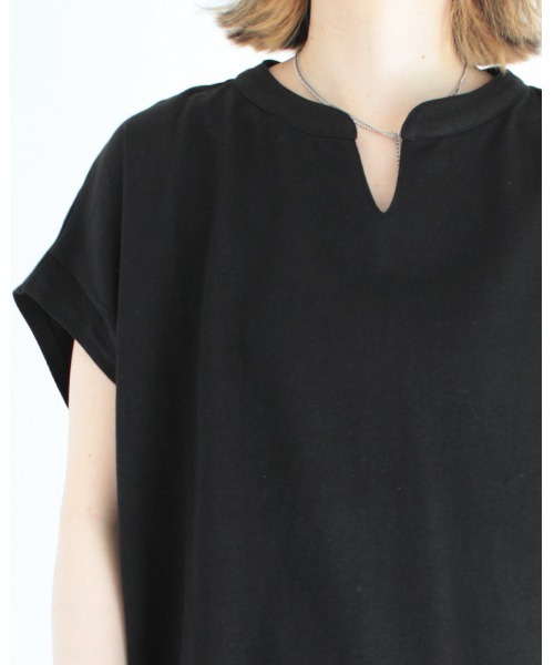 amini(アミニ)の「キーネックフレンチスリーブカットソー(Tシャツ/カットソー・レディース・アイボリー/ブラック/チャコールグレー/ピンク・MEDIUM)」の19枚目の写真