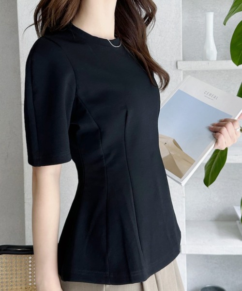 Ada.（エイダ）の「半袖 ペプラム トップス（Tシャツ/カットソー・レディース・アイボリー/ブラック/ブラウン・FREE）」の6枚目の写真