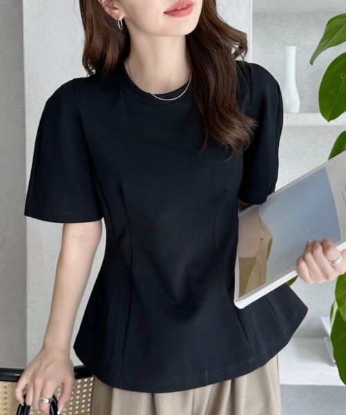Ada.（エイダ）の「半袖 ペプラム トップス（Tシャツ/カットソー・レディース・アイボリー/ブラック/ブラウン・FREE）」の7枚目の写真