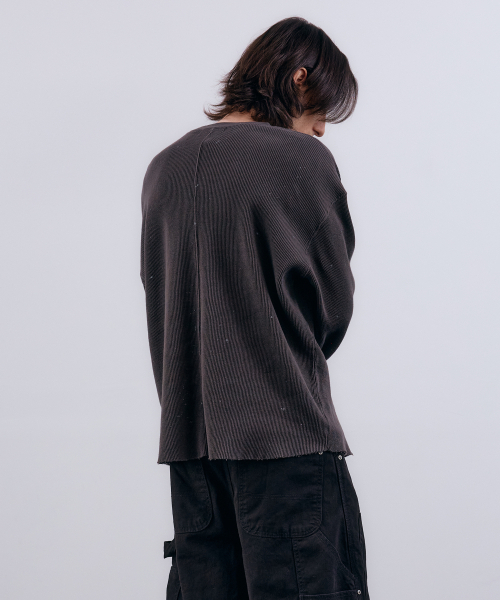 NUAKLE(ヌアクル)の「(m) ミストペインティングワッフルTシャツ_ダークカーキ(Tシャツ/カットソー・メンズ・その他・2/1)」の2枚目の写真
