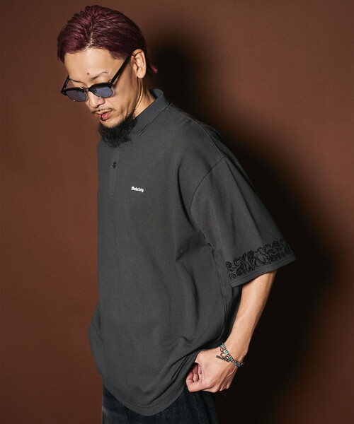 Subciety(サブサエティ)の「Sleeve embroidery polo shirt(ポロシャツ・メンズ・ブラック/ネイビー/チャコール/ホワイト・SMALL/X-LARGE/LARGE/MEDIUM)」の19枚目の写真