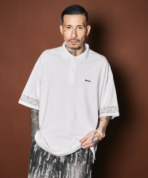 Subciety(サブサエティ)の「Sleeve embroidery polo shirt(ポロシャツ・メンズ・ブラック/ネイビー/チャコール/ホワイト・SMALL/X-LARGE/LARGE/MEDIUM)」の9枚目の写真