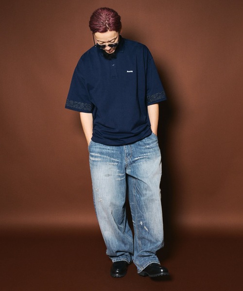 Subciety(サブサエティ)の「Sleeve embroidery polo shirt(ポロシャツ・メンズ・ブラック/ネイビー/チャコール/ホワイト・SMALL/X-LARGE/LARGE/MEDIUM)」の16枚目の写真