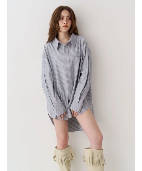 EVRIS（エヴリス）の「SUNNYオーバーサイズシャツ（シャツ/ブラウス・レディース・ブルー/グレー/イエロー・FREE）」の5枚目の写真