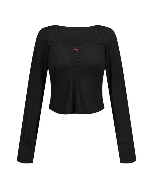 ILLIGO(イリゴ)の「ローズシャーリングロングスリーブブラック(Tシャツ/カットソー・レディース・その他・OS)」の4枚目の写真