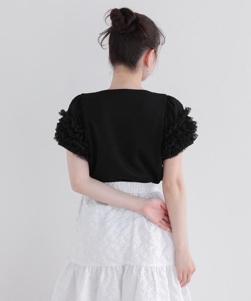 Fit more（フィットモア）の「ドットチュールフリルパフスリーブトップス（Tシャツ/カットソー・レディース・ブラック/ピンク/ホワイト・FREE）」の13枚目の写真