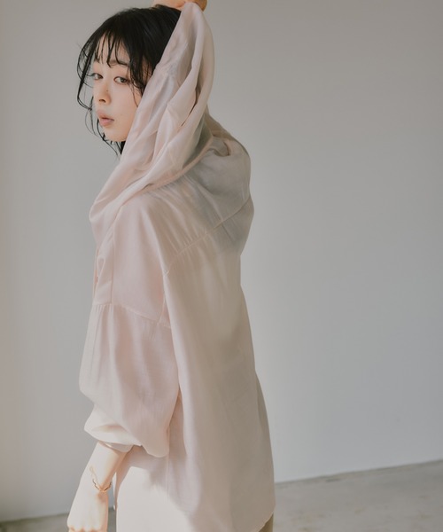 210nouve（トゥージュヌーブ）の「フード付き オーバーサイズ シャツ（シャツ/ブラウス・レディース・グリーン/ピンク/ホワイト・FREE）」の7枚目の写真