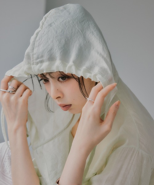 210nouve（トゥージュヌーブ）の「フード付き オーバーサイズ シャツ（シャツ/ブラウス・レディース・グリーン/ピンク/ホワイト・FREE）」の9枚目の写真