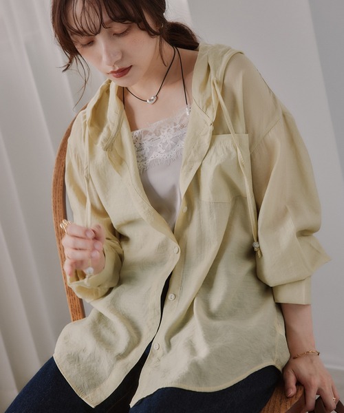 210nouve(トゥージュヌーブ)の「フード付き オーバーサイズ シャツ(シャツ/ブラウス・レディース・グリーン/ピンク/ホワイト・FREE)」の19枚目の写真