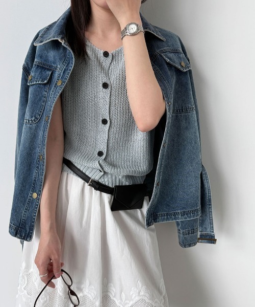 semplice(センプリチェ)の「ベルト付き デニムジャケット(デニムジャケット・レディース・ブルー・L/M)」の12枚目の写真