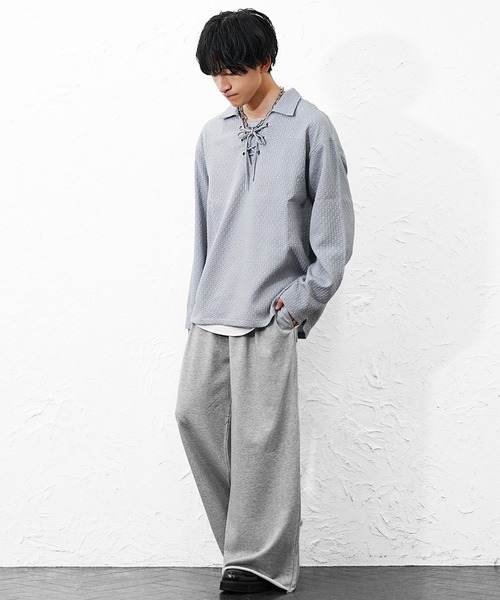 MinoriTY(マイノリティ)の「【MinoriTY】スウェット2タックワイドスラックス セミワイドパンツ 春服 メンズ(チノパンツ・メンズ・グレー系その他/グレー/ブラック系その他・L/LL/M)」の7枚目の写真