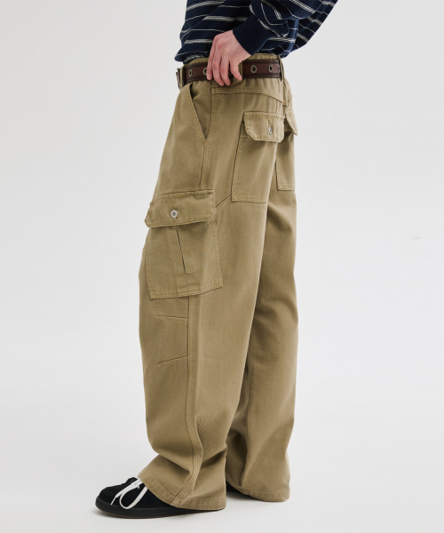 LEIRE（ルアール）の「ガーメントダイカーブカーゴパンツ[ベージュ]（デニムパンツ・メンズ・その他・MEDIUM/LARGE/X-LARGE）」の5枚目の写真