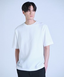 UNION STATION | ニット×ポンチコンビハーフスリーブTシャツ＜ストレッチ・マシンウォッシャブル＞(Tシャツ/カットソー)
