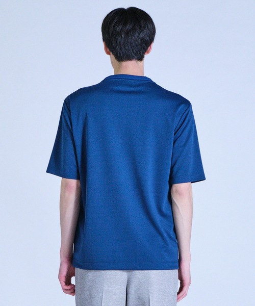 UNION STATION（ユニオンステーション）の「ニット×ポンチコンビハーフスリーブTシャツ＜ストレッチ・マシンウォッシャブル＞（Tシャツ/カットソー・メンズ・ブラック/ブルー/ホワイト・L/LL/M）」の5枚目の写真
