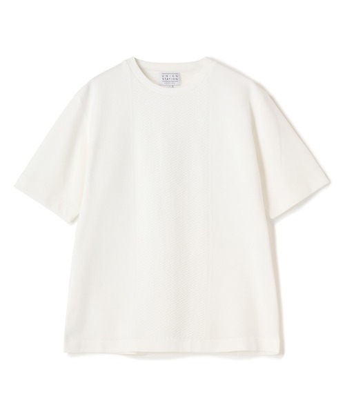 UNION STATION（ユニオンステーション）の「ニット×ポンチコンビハーフスリーブTシャツ＜ストレッチ・マシンウォッシャブル＞（Tシャツ/カットソー・メンズ・ブラック/ブルー/ホワイト・L/LL/M）」の11枚目の写真