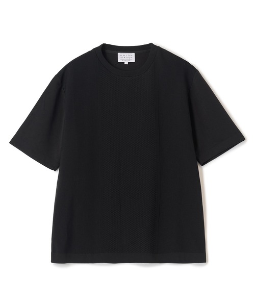 UNION STATION（ユニオンステーション）の「ニット×ポンチコンビハーフスリーブTシャツ＜ストレッチ・マシンウォッシャブル＞（Tシャツ/カットソー・メンズ・ブラック/ブルー/ホワイト・L/LL/M）」の12枚目の写真