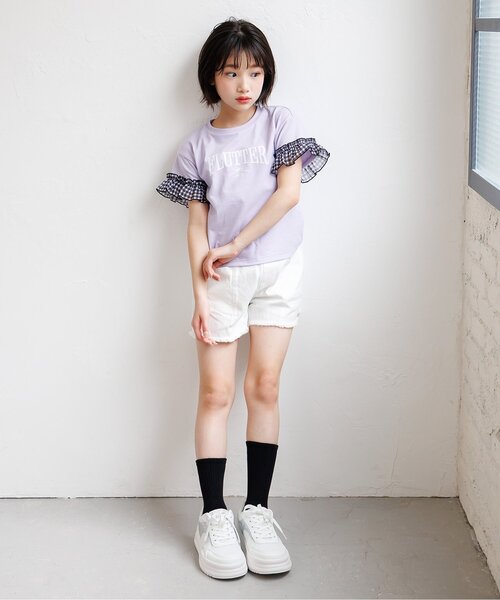 algy(アルジー)の「【puchily プチプラライン】シフォンフリル半袖Tシャツ(Tシャツ/カットソー・キッズ・オフホワイト/ネイビー/ラベンダー・160/150/140/130/120)」の17枚目の写真