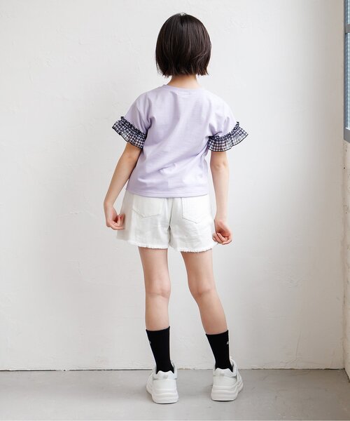 algy(アルジー)の「【puchily プチプラライン】シフォンフリル半袖Tシャツ(Tシャツ/カットソー・キッズ・オフホワイト/ネイビー/ラベンダー・160/150/140/130/120)」の16枚目の写真