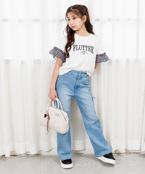 algy(アルジー)の「【puchily プチプラライン】シフォンフリル半袖Tシャツ(Tシャツ/カットソー・キッズ・オフホワイト/ネイビー/ラベンダー・160/150/140/130/120)」の9枚目の写真