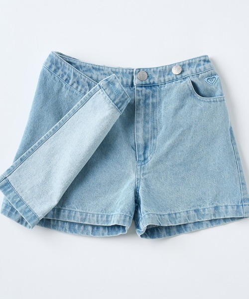 ROXY（ロキシー）の「ROXY キッズ MINI BREEZYBAY ラップ付きデニムショートパンツ 【2026年夏モデル】（デニムパンツ・キッズ・ブルー/ミント・150/140/130）」の2枚目の写真