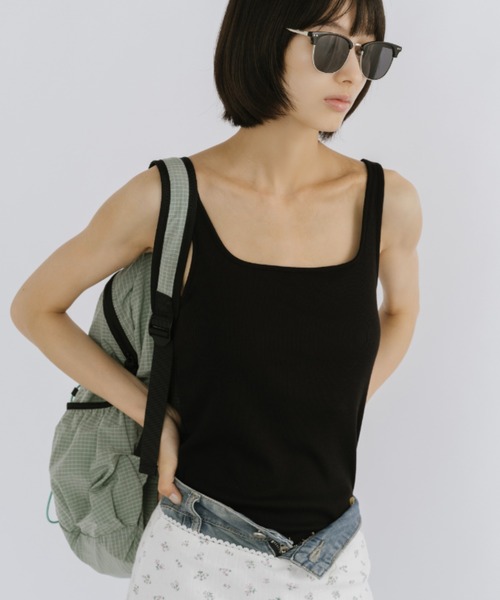duei(デュイ)の「カップ付スクエアネックタンクトップ/接触冷感/抗菌防臭/UV(タンクトップ・レディース・ブラック/ホワイト・FREE)」の16枚目の写真