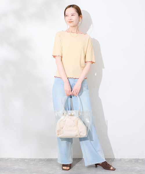 SLOBE IENA（スローブイエナ）の「Lundi SLOBE別注 PVCバッグ（トートバッグ・レディース・ブラック/ホワイト・FREE）」の21枚目の写真