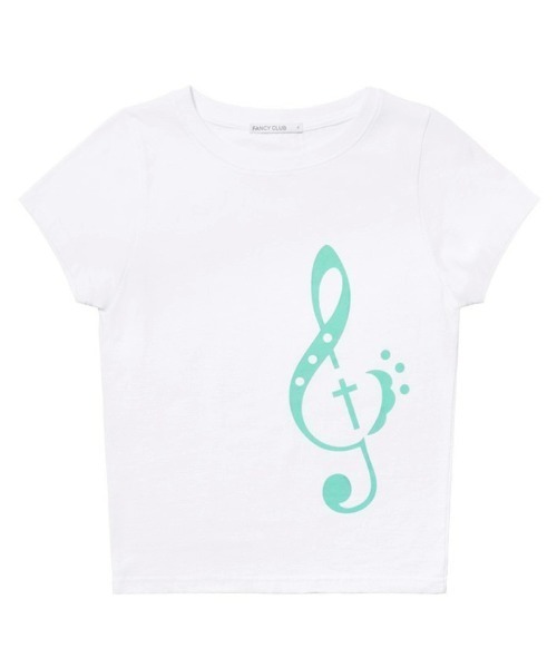 FANCY CLUB（ファンシークラブ）の「【FANCY CLUB】CLEF SYMBOL TEE / 【ファンシークラブ】クレフシンボル音符プリント半袖Tシャツ（Tシャツ/カットソー・レディース・ミント/ホワイト・ONE SIZE）」の8枚目の写真