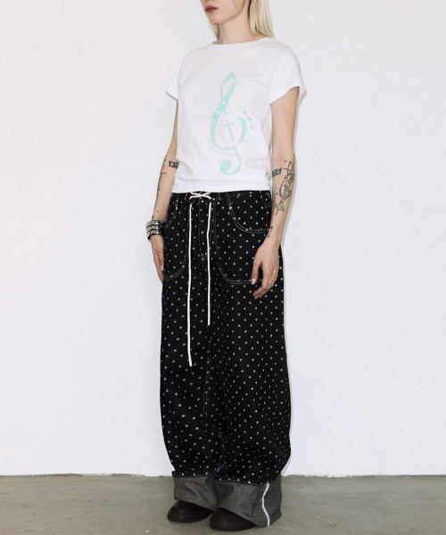 FANCY CLUB（ファンシークラブ）の「【FANCY CLUB】CLEF SYMBOL TEE / 【ファンシークラブ】クレフシンボル音符プリント半袖Tシャツ（Tシャツ/カットソー・レディース・ミント/ホワイト・ONE SIZE）」の6枚目の写真