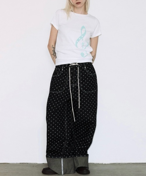 FANCY CLUB（ファンシークラブ）の「【FANCY CLUB】CLEF SYMBOL TEE / 【ファンシークラブ】クレフシンボル音符プリント半袖Tシャツ（Tシャツ/カットソー・レディース・ミント/ホワイト・ONE SIZE）」の4枚目の写真