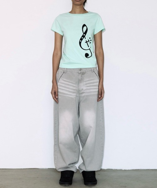 FANCY CLUB（ファンシークラブ）の「【FANCY CLUB】CLEF SYMBOL TEE / 【ファンシークラブ】クレフシンボル音符プリント半袖Tシャツ（Tシャツ/カットソー・レディース・ミント/ホワイト・ONE SIZE）」の14枚目の写真