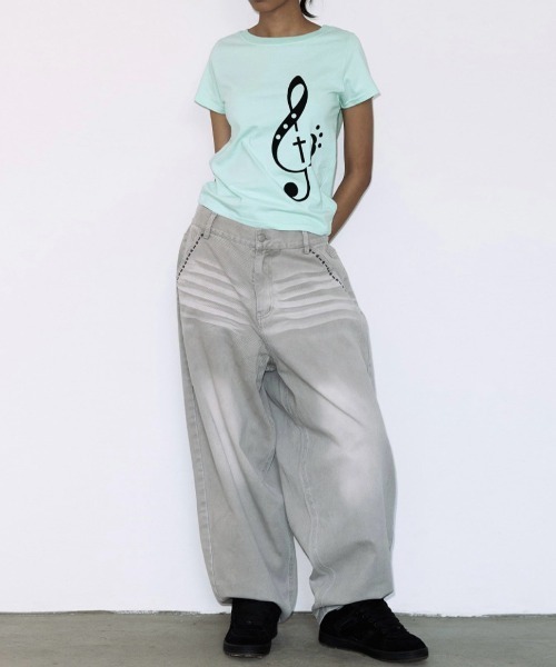 FANCY CLUB（ファンシークラブ）の「【FANCY CLUB】CLEF SYMBOL TEE / 【ファンシークラブ】クレフシンボル音符プリント半袖Tシャツ（Tシャツ/カットソー・レディース・ミント/ホワイト・ONE SIZE）」の13枚目の写真