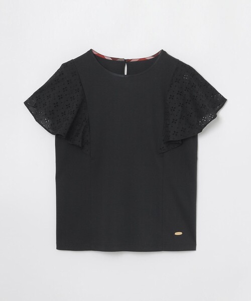 BLUE LABEL CRESTBRIDGE(ブルーレーベルクレストブリッジ)の「【接触冷感】シルケットスムースレーススリーブカットソー(Tシャツ/カットソー・レディース・ホワイト/ブラック・40/38)」の18枚目の写真