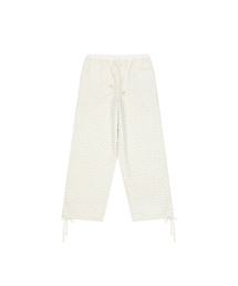 FLORAL WIDE BANDING PANTS, WHITE