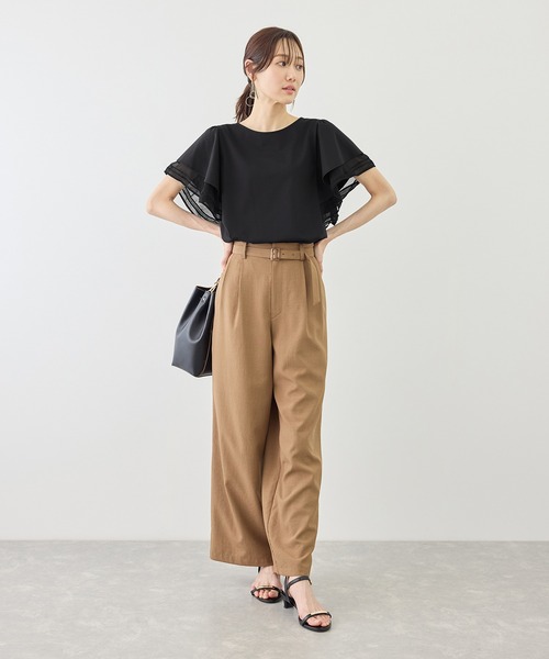 ROPE' PICNIC(ロペピクニック)の「【ベストヒット】レースドッキングフレアスリーブカットトップス/UVカット・接触冷感(Tシャツ/カットソー・レディース・サックスブルー/ピンク系その他/ブラック/ホワイト・FREE)」の5枚目の写真